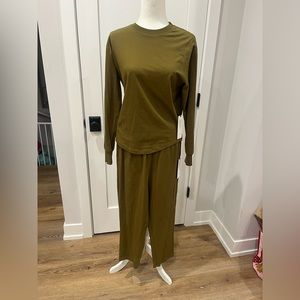 Anthropologie by Paper Label Cropped Pant Loungewear Set NWT Sz S